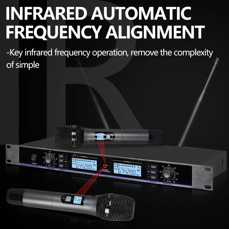 Professional wireless microphone 1-to-2 metal handheld home KTV singing performance microphone