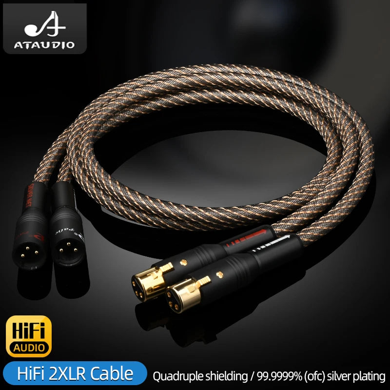 HiFi UK QED XLR Audio Cable High Purity OFC Plated Silver with Quad Shielding Noise-free 2XLR Male Cable for Mixer Microphone