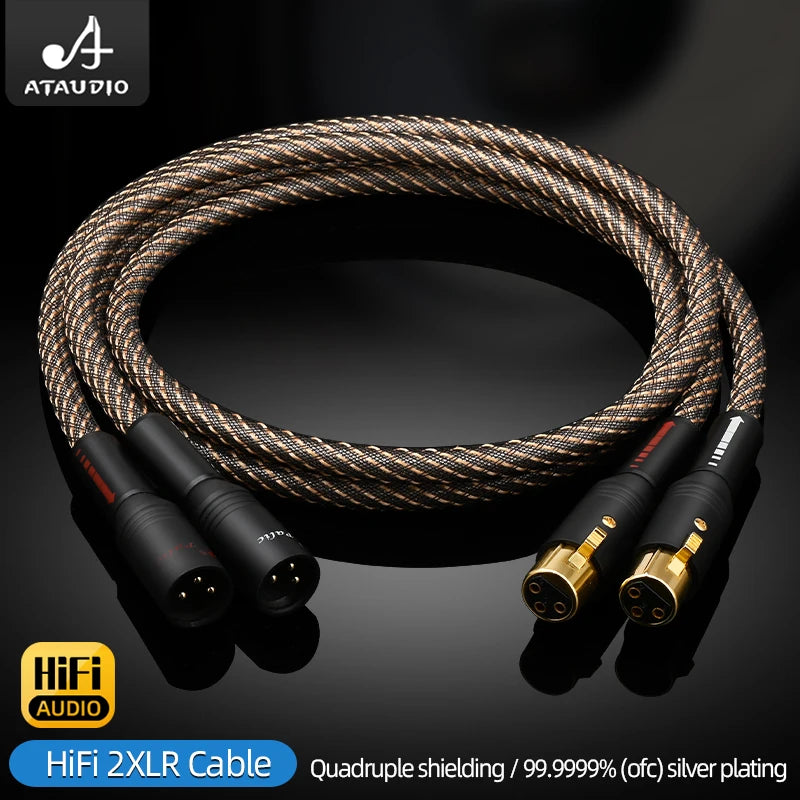 HiFi UK QED XLR Audio Cable High Purity OFC Plated Silver with Quad Shielding Noise-free 2XLR Male Cable for Mixer Microphone