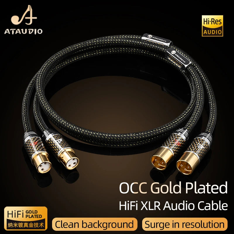 ATAUDIO HiFi XLR Balance Cable for Amplifier Speaker High Quality OCC Gold-plated Core 2XLR Male to 2XLR Female Plug Audio Cable