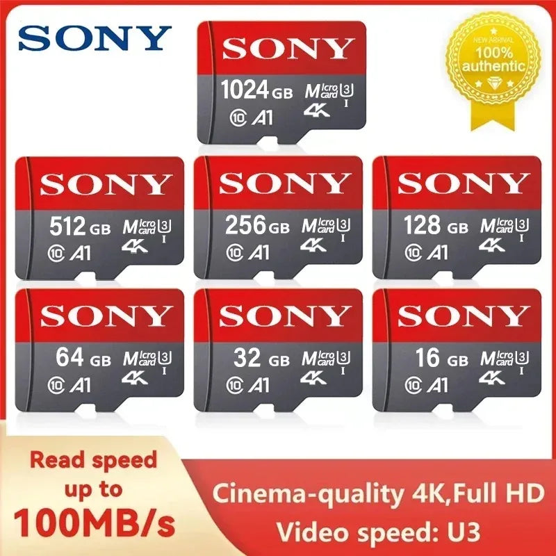 Sony TF Memory Card 1TB High Speed Micro SD Card 128GB 1TB 512GB 256GB A2 U3 V30 SD TF Flash Cards For Xiaomi Phone Computer