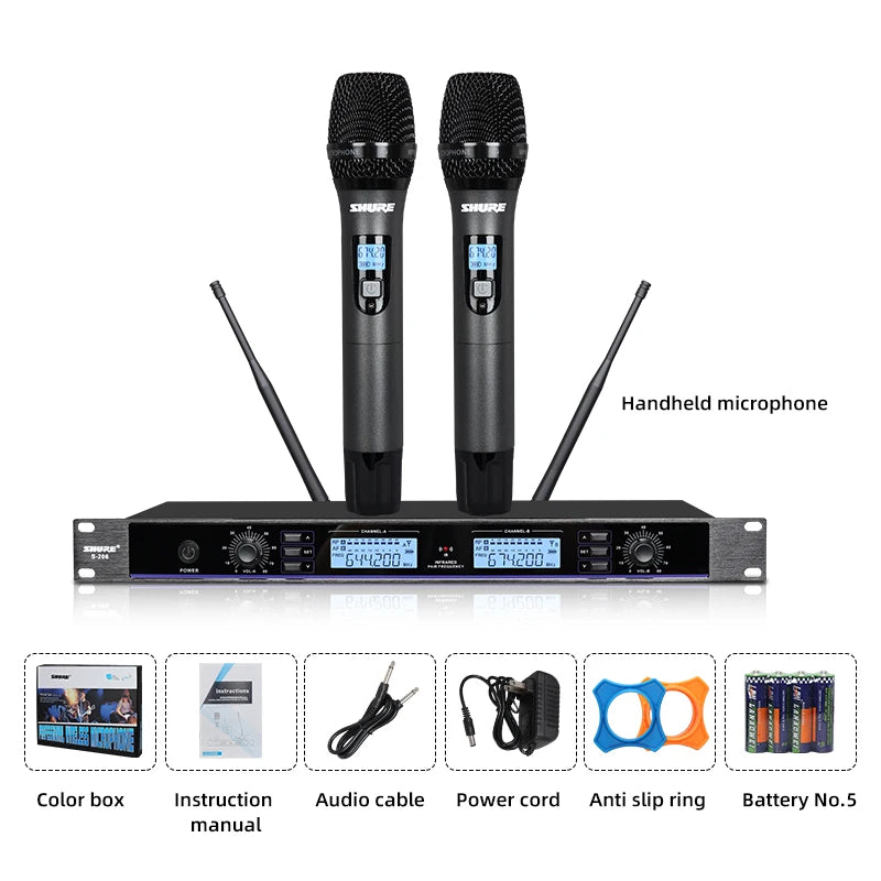 Professional wireless microphone 1-to-2 metal handheld home KTV singing performance microphone
