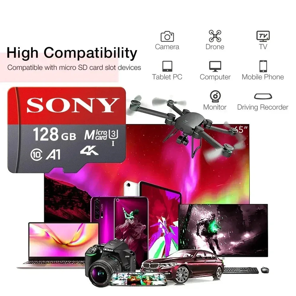 Sony TF Memory Card 1TB High Speed Micro SD Card 128GB 1TB 512GB 256GB A2 U3 V30 SD TF Flash Cards For Xiaomi Phone Computer