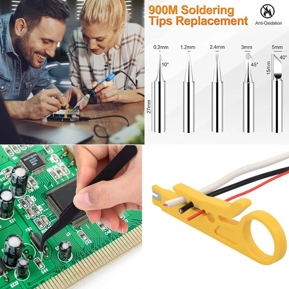 20-IN-1 Soldering Iron Kit Welding Tool, Soldering Kit with LCD Digital Multimeter, 60W Soldering Iron with 5 Extra Tips, Stand