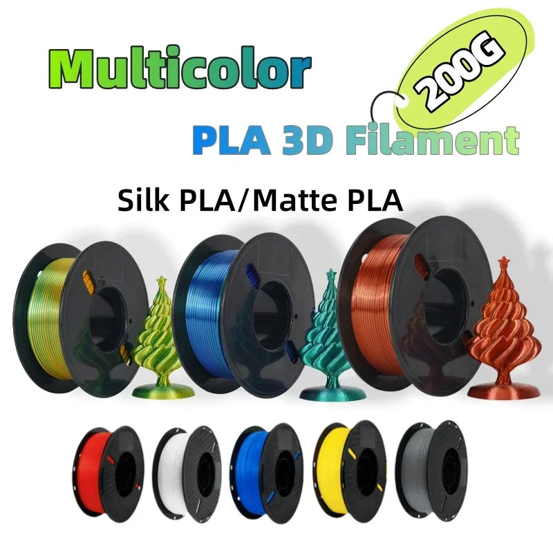 PLA Filament Multicolor 3D Printer Filament No-Tangling Bubble Free for FDM 3D Printer Material PLA Filament 200g/roll 1.75mm