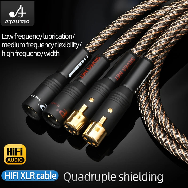 HiFi UK QED XLR Audio Cable High Purity OFC Plated Silver with Quad Shielding Noise-free 2XLR Male Cable for Mixer Microphone