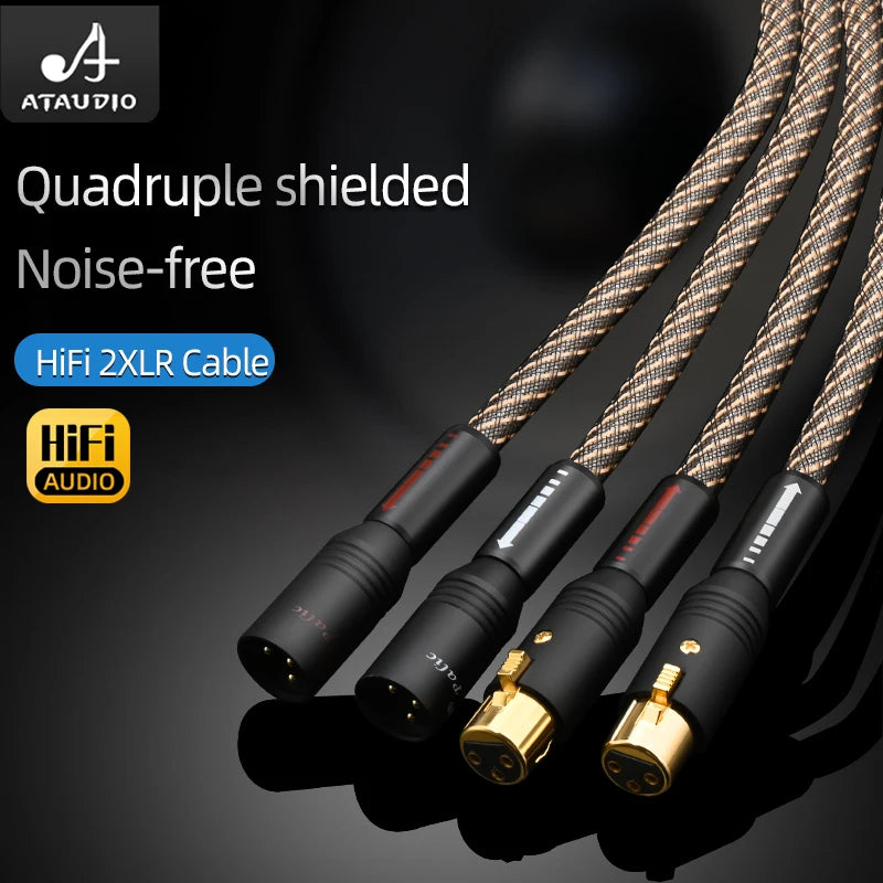 HiFi UK QED XLR Audio Cable High Purity OFC Plated Silver with Quad Shielding Noise-free 2XLR Male Cable for Mixer Microphone