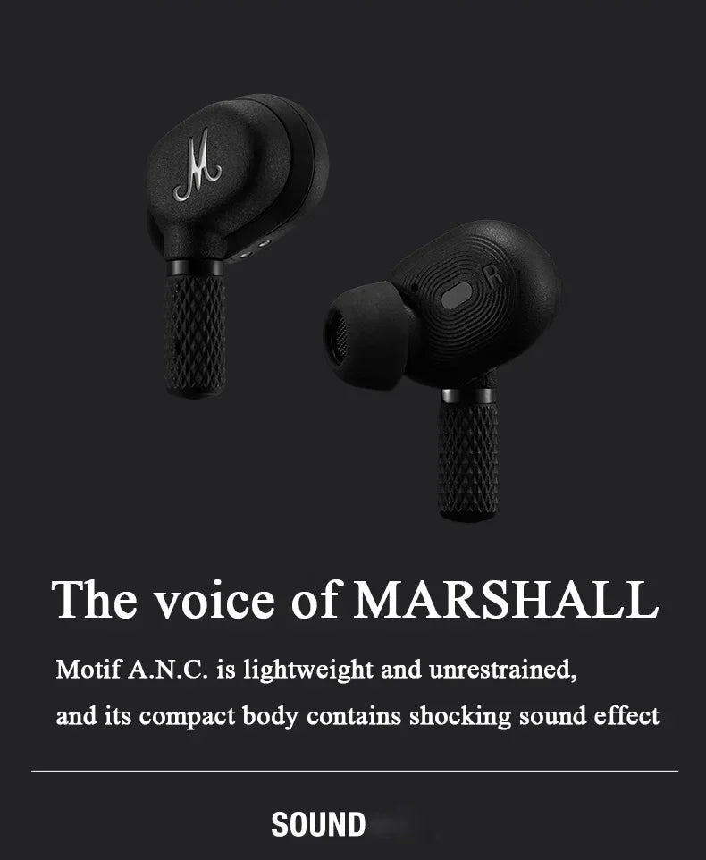 Original Marshall MOTIF ANC True Bluetooth 5.2 Headphones Active Noise Cancelling Headphones In-ear Earbuds Waterproof Headset