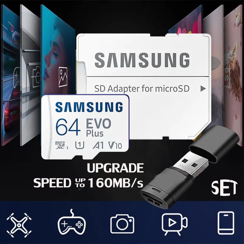 SAMSUNG Original Memory Card 64GB/U1/128GB/256GB/512GB SDXC Micro SD/TF Flash Cards MicroSD UHS-1 U3 4K For Phone Drone Camera