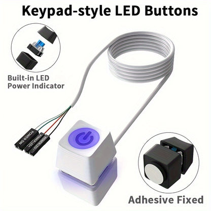 TEUCER Desktop Power Switch Extension Cord with External Key,Desktop Power Start Key - Convenient External Extension for Computer Desktop