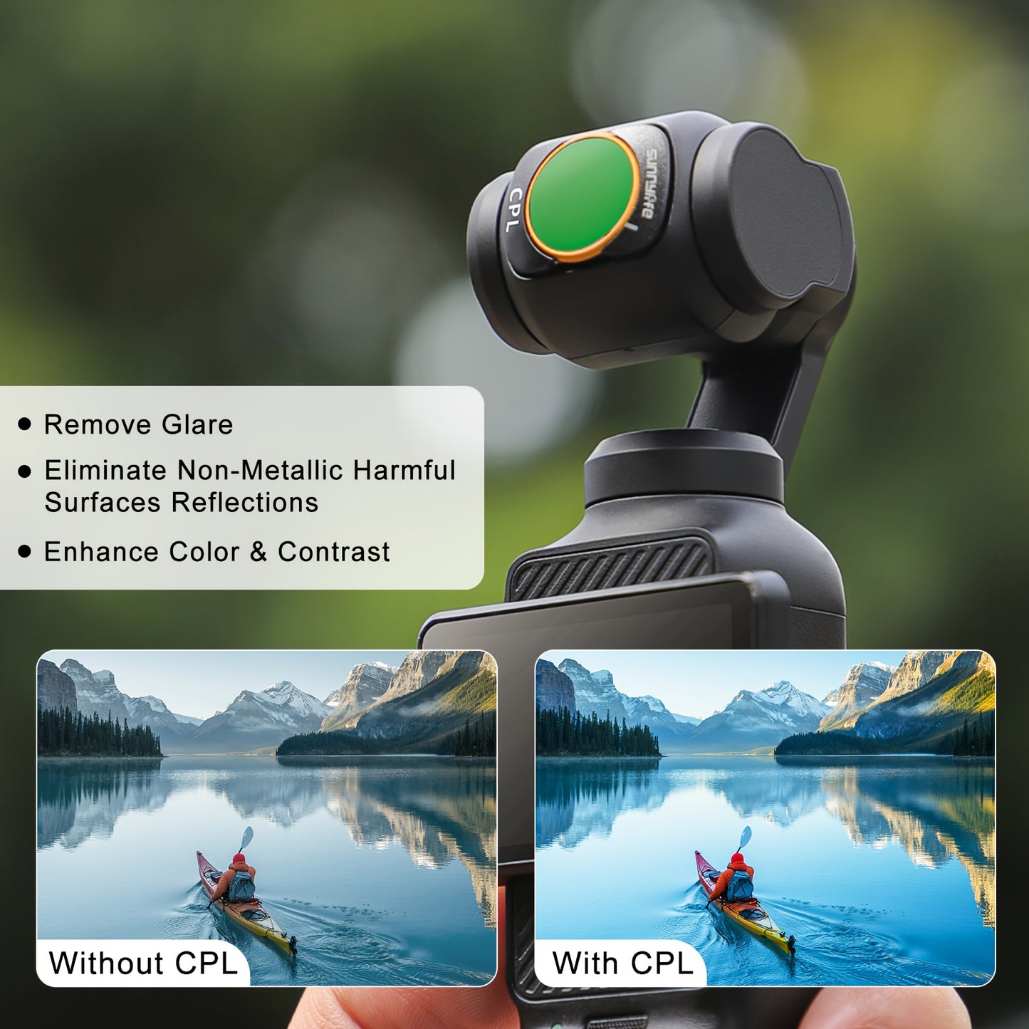 Sunnylife ND Lens Filter Set Compatible with DJI OSMO Pocket 3, Magnetic Optical Glass Lens Filter Accessories, 4 Pack (MCUV, CPL, ND32, ND64) or 6 Pack (MCUV, CPL, ND8, ND16, ND32, ND64)