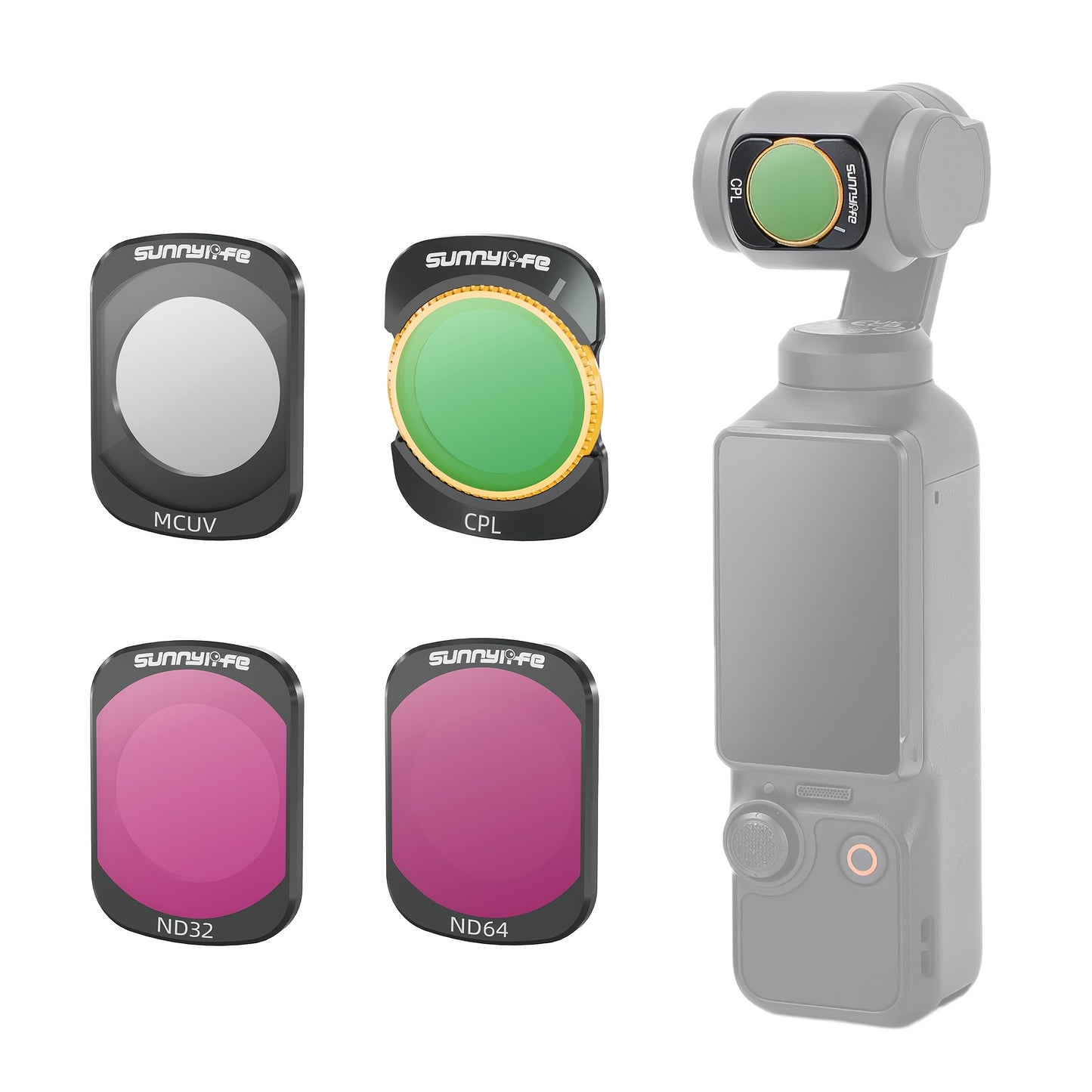 Sunnylife ND Lens Filter Set Compatible with DJI OSMO Pocket 3, Magnetic Optical Glass Lens Filter Accessories, 4 Pack (MCUV, CPL, ND32, ND64) or 6 Pack (MCUV, CPL, ND8, ND16, ND32, ND64)