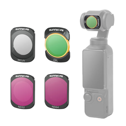 Sunnylife ND Lens Filter Set Compatible with DJI OSMO Pocket 3, Magnetic Optical Glass Lens Filter Accessories, 4 Pack (MCUV, CPL, ND32, ND64) or 6 Pack (MCUV, CPL, ND8, ND16, ND32, ND64)