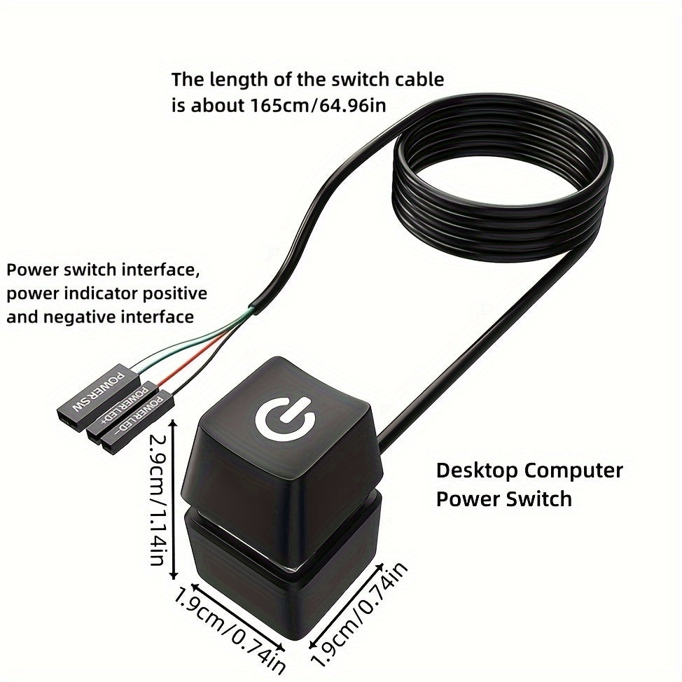 TEUCER Desktop Power Switch Extension Cord with External Key,Desktop Power Start Key - Convenient External Extension for Computer Desktop