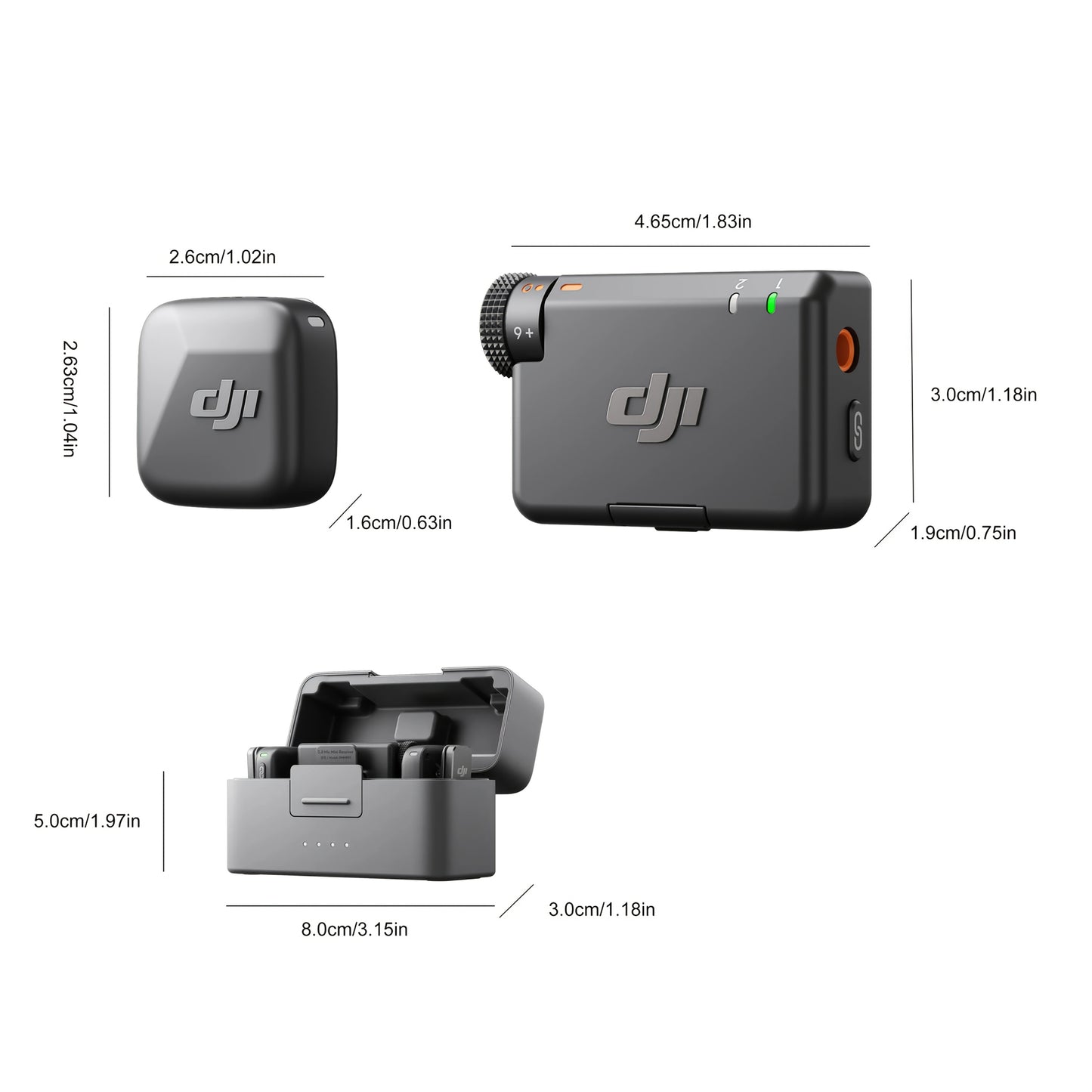 for dji Mic Mini Wireless Microphone System with 2 TX & 1 RX + Charging Case - Ultralight Noise-Canceling Lavalier for DJI Osmo Mobile 7P/Pocket3, Compatible with Iphones, Android Phones, Streaming, Vlogging, Content Creation