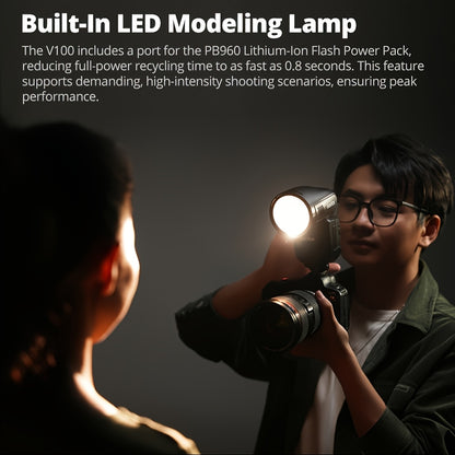 Godox V100-C V100-F V100-N V100-S 100W TTL Flash for Canon EOS Cameras, 400 Full Power Flashes, 1.7s Recharge Time, 2.4G Wireless with External Flash, Touch Screen Flash