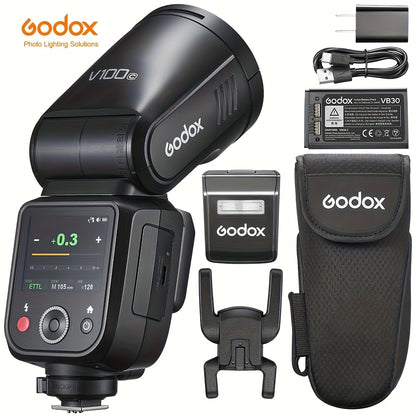 Godox V100-C V100-F V100-N V100-S 100W TTL Flash for Canon EOS Cameras, 400 Full Power Flashes, 1.7s Recharge Time, 2.4G Wireless with External Flash, Touch Screen Flash