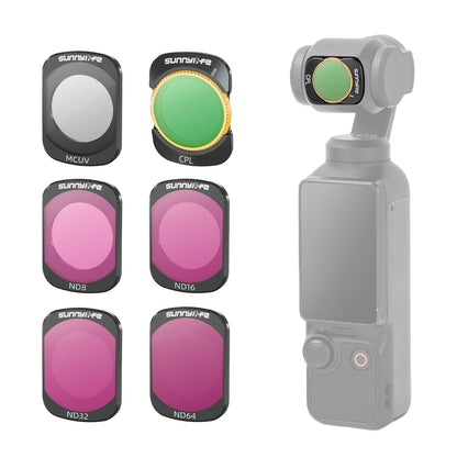 Sunnylife ND Lens Filter Set Compatible with DJI OSMO Pocket 3, Magnetic Optical Glass Lens Filter Accessories, 4 Pack (MCUV, CPL, ND32, ND64) or 6 Pack (MCUV, CPL, ND8, ND16, ND32, ND64)