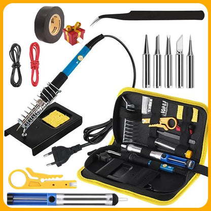 20-IN-1 Soldering Iron Kit Welding Tool, Soldering Kit with LCD Digital Multimeter, 60W Soldering Iron with 5 Extra Tips, Stand