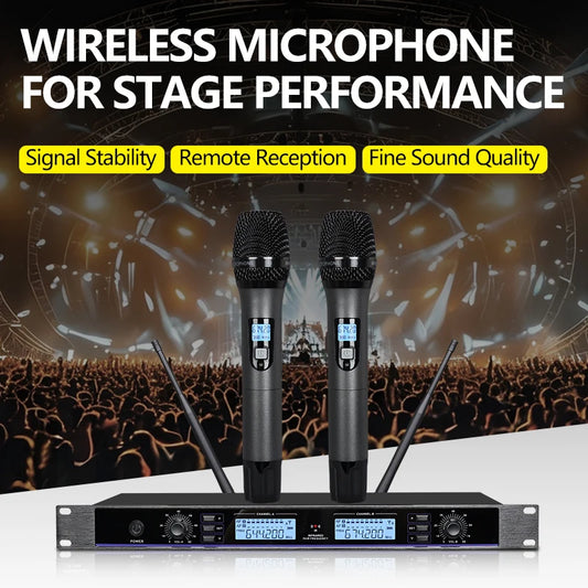 Professional wireless microphone 1-to-2 metal handheld home KTV singing performance microphone