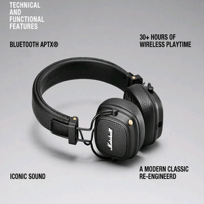 Original Marshall MAJOR III Wireless Folding Bluetooth Headphone Surround 3D Deep Bass Sport Earphone Gaming Video Headset
