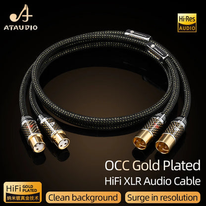 ATAUDIO HiFi XLR Balance Cable for Amplifier Speaker High Quality OCC Gold-plated Core 2XLR Male to 2XLR Female Plug Audio Cable