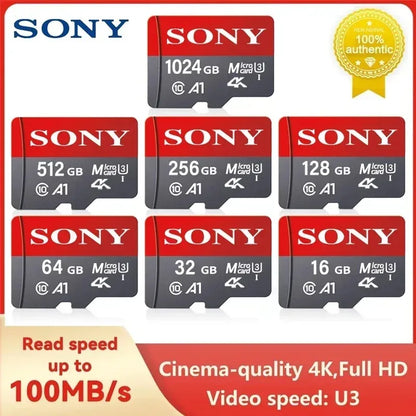 Sony TF Memory Card 1TB High Speed Micro SD Card 128GB 1TB 512GB 256GB A2 U3 V30 SD TF Flash Cards For Xiaomi Phone Computer