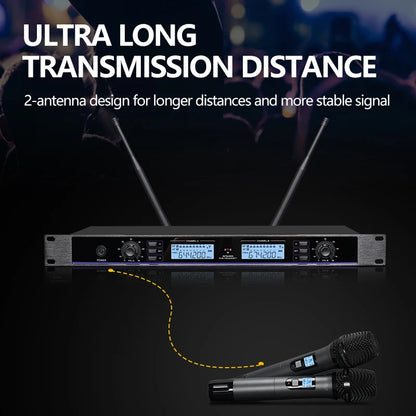 Professional wireless microphone 1-to-2 metal handheld home KTV singing performance microphone