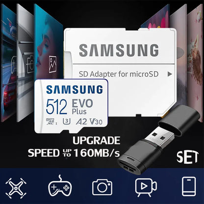 SAMSUNG Original Memory Card 64GB/U1/128GB/256GB/512GB SDXC Micro SD/TF Flash Cards MicroSD UHS-1 U3 4K For Phone Drone Camera