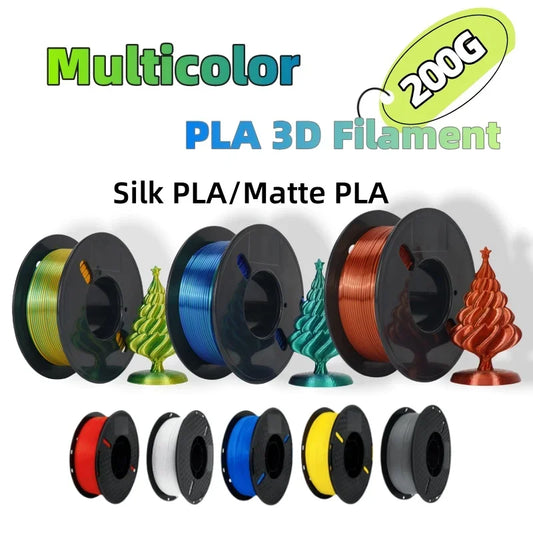 PLA Filament Multicolor 3D Printer Filament No-Tangling Bubble Free for FDM 3D Printer Material PLA Filament 200g/roll 1.75mm
