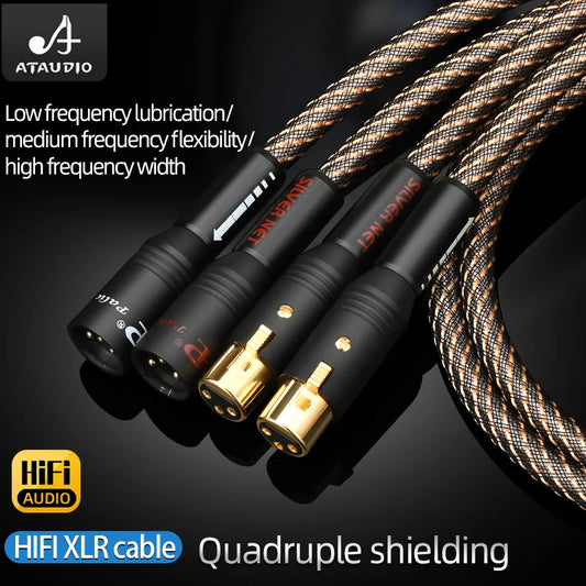 HiFi UK QED XLR Audio Cable High Purity OFC Plated Silver with Quad Shielding  Noise-free 2XLR Male Cable for Mixer Microphone