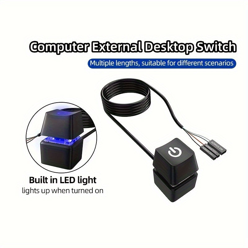 TEUCER Desktop Power Switch Extension Cord with External Key,Desktop Power Start Key - Convenient External Extension for Computer Desktop