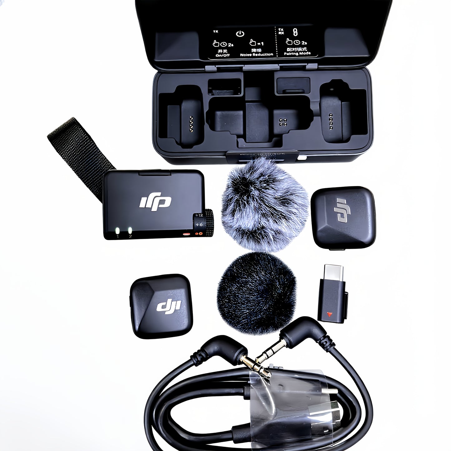 for dji Mic Mini Wireless Microphone System with 2 TX & 1 RX + Charging Case - Ultralight Noise-Canceling Lavalier for DJI Osmo Mobile 7P/Pocket3, Compatible with Iphones, Android Phones, Streaming, Vlogging, Content Creation