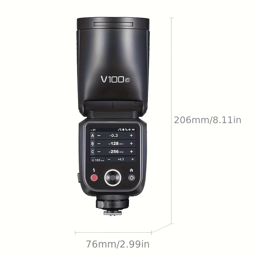 Godox V100-C V100-F V100-N V100-S 100W TTL Flash for Canon EOS Cameras, 400 Full Power Flashes, 1.7s Recharge Time, 2.4G Wireless with External Flash, Touch Screen Flash