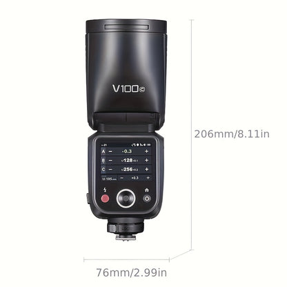 Godox V100-C V100-F V100-N V100-S 100W TTL Flash for Canon EOS Cameras, 400 Full Power Flashes, 1.7s Recharge Time, 2.4G Wireless with External Flash, Touch Screen Flash