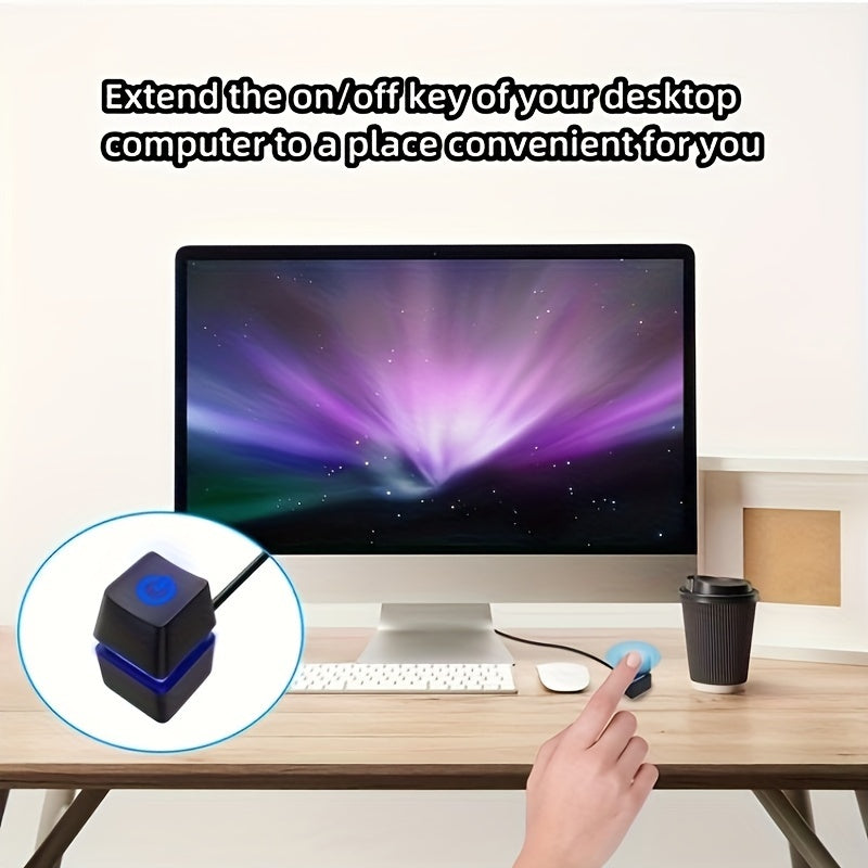 TEUCER Desktop Power Switch Extension Cord with External Key,Desktop Power Start Key - Convenient External Extension for Computer Desktop